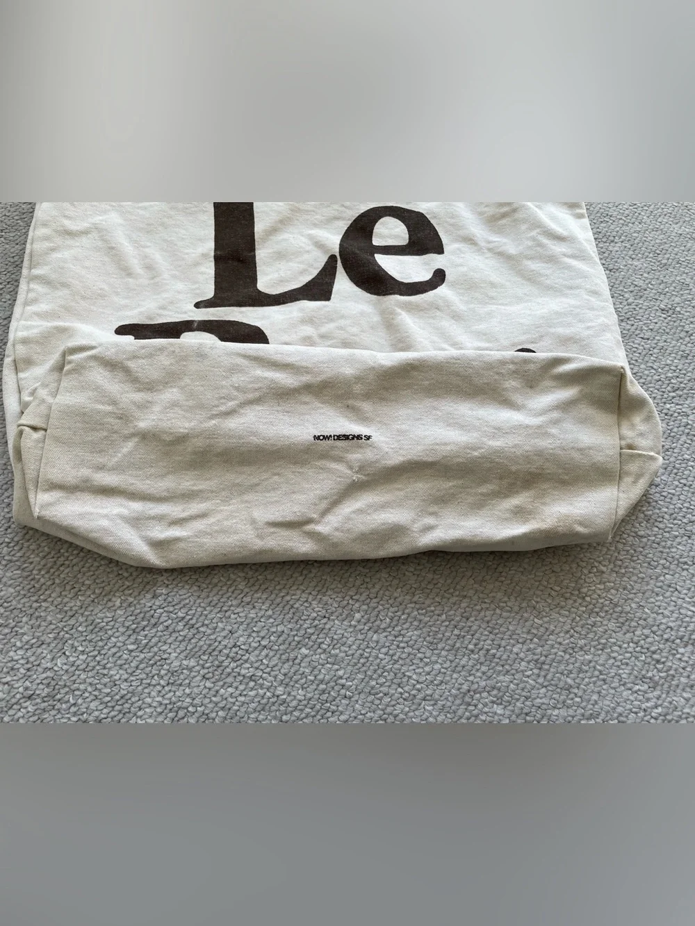 Vintage 80s Le Bag Cream Canvas Tote Bag, Cotton Canvas